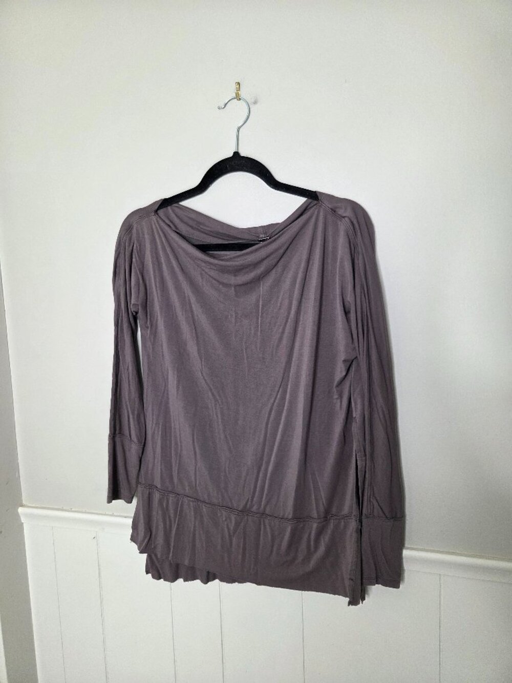 FREE PEOPLE Solid Brown Luna Long Sleeve Top